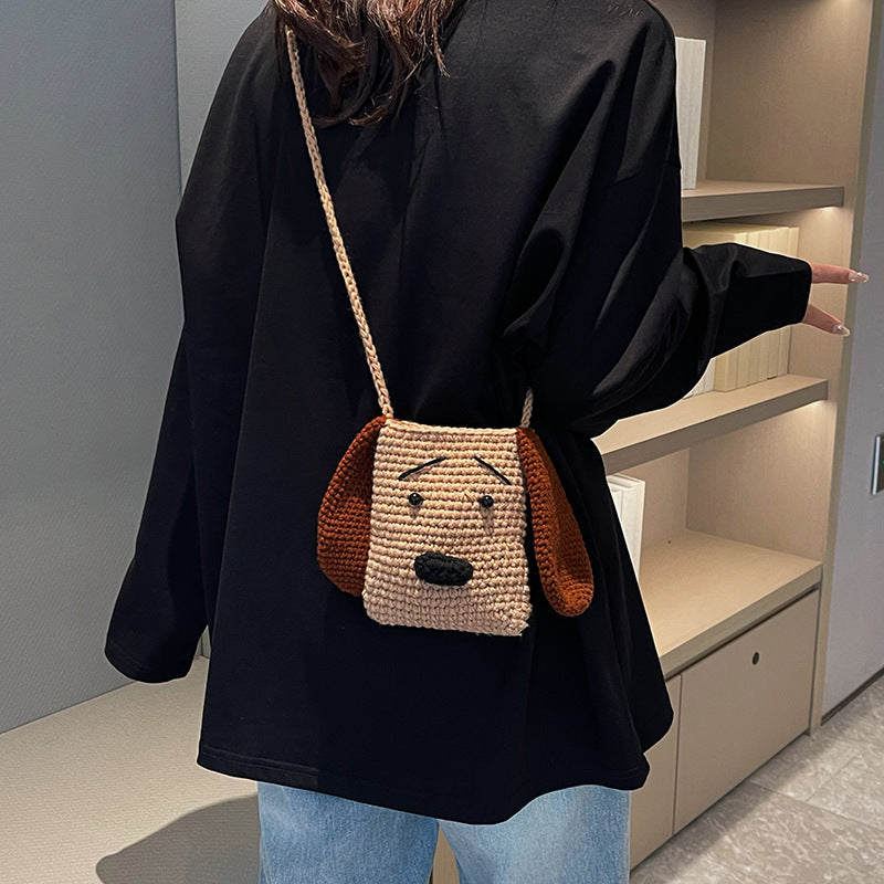 Cute Dog-Themed Crochet Crossbody Bag