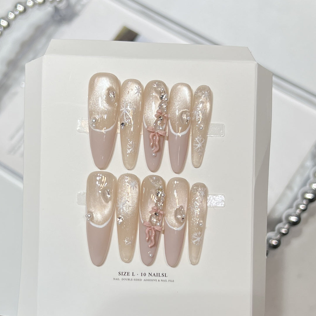 Decorative Stiletto Press-On Nail Set with Artistic Accents Kalsten