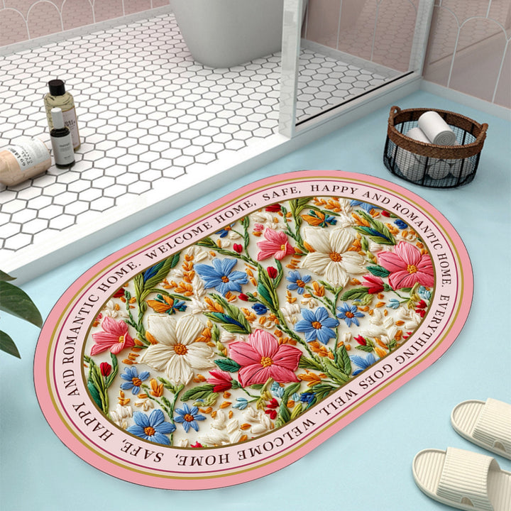 Floral Design Bath Mat Kalsten