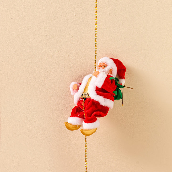 Parachuting Santa Claus Hanging Christmas Ornament With Fabric Canopy And Decorative Suspension Cords