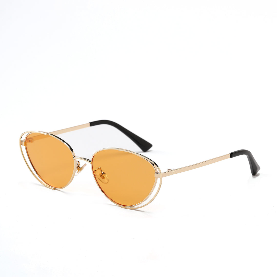 Ladies geometric sunglasses with red lenses and elegant metal frame Kalsten