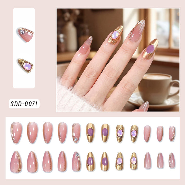 Elegant Press-On Nail Tips with Decorative Charms