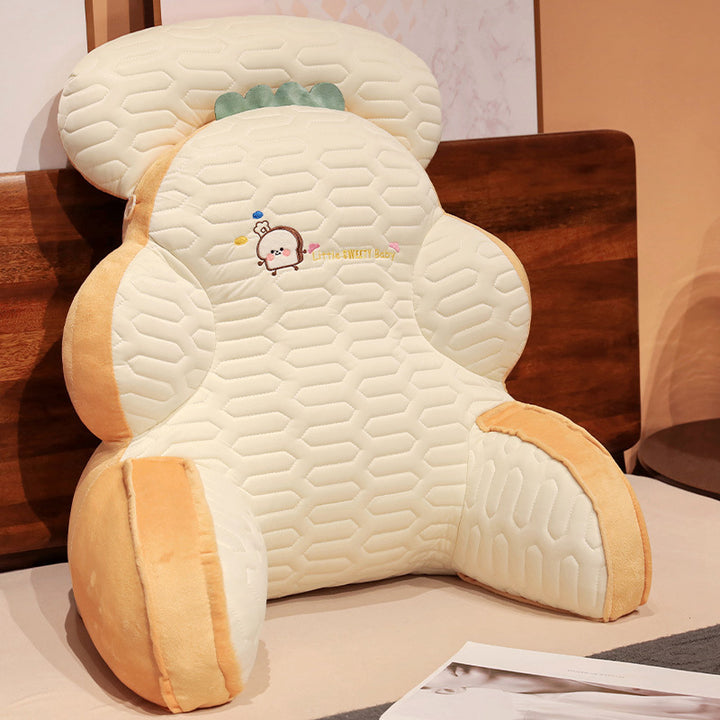 Ergonomic reading pillow with armrests, neck roll and non-slip cover