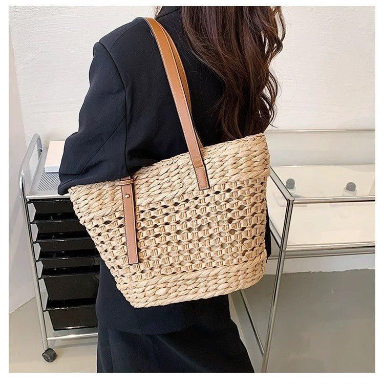 Basket bag with elegant leather handle Kalsten