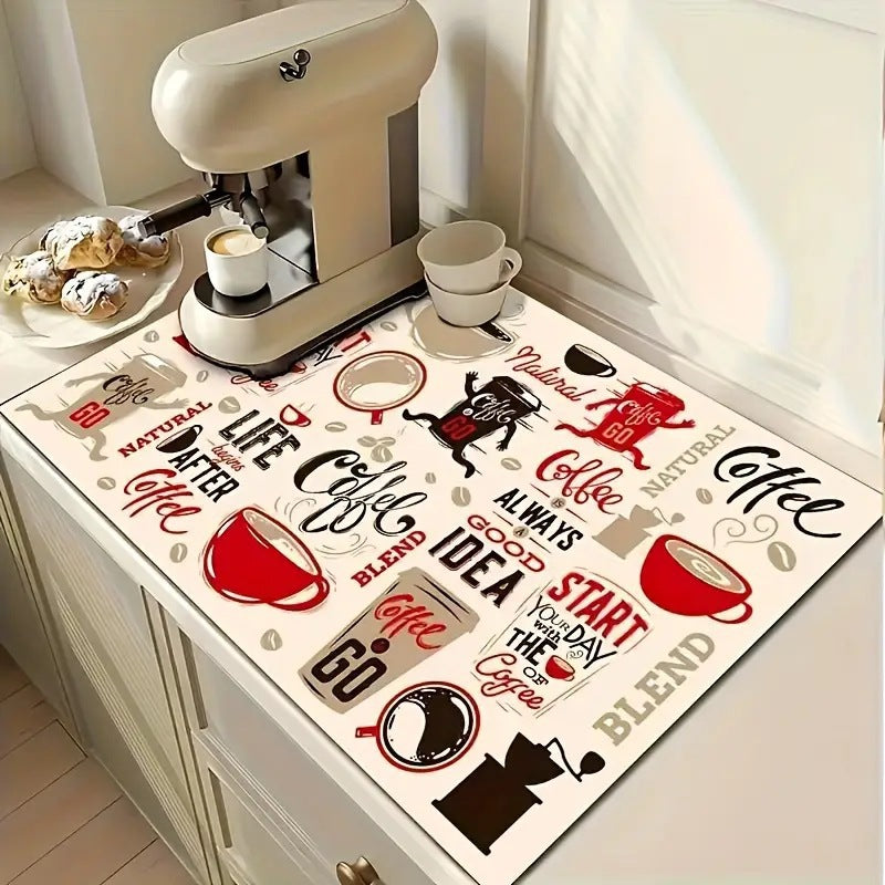 Coffee-Themed Kitchen Mat