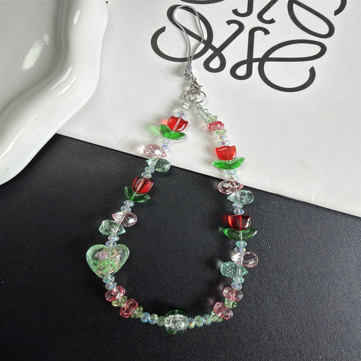 Floral Beaded Phone Lanyard Kalsten