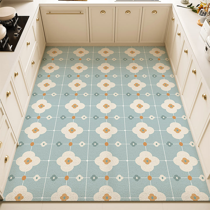Floral Pattern Kitchen Rug