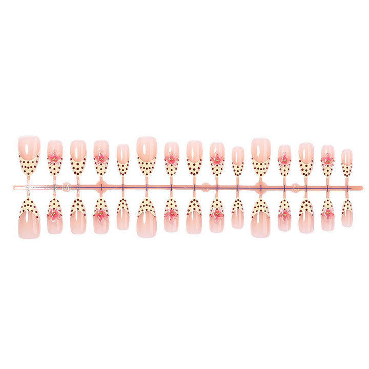 Artificial Nail Set with Floral Design and Elegant Dots Kalsten