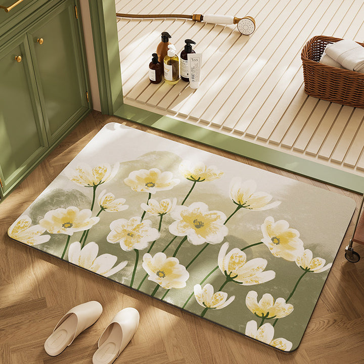 Floral-Themed Soft Bathroom Mat Kalsten