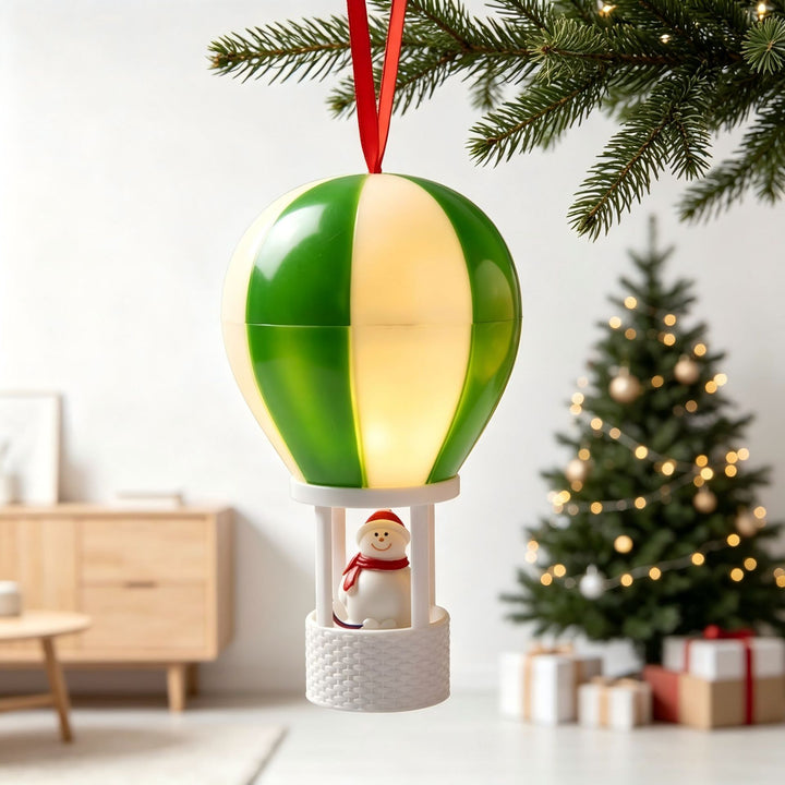 Christmas decoration hot air balloon with snowman