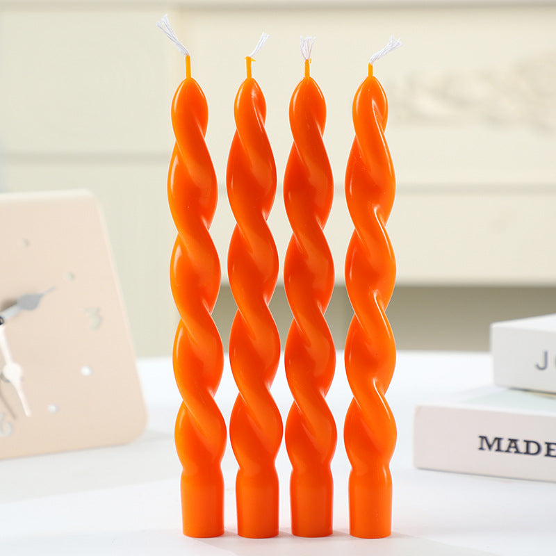 Twisted Spiral Taper Candle Set for Tabletop Decor