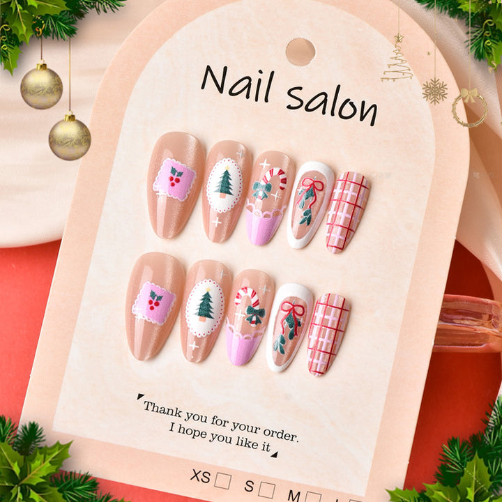 Festive Holiday-Themed Press-On Nail Art Set Kalsten 1790636735