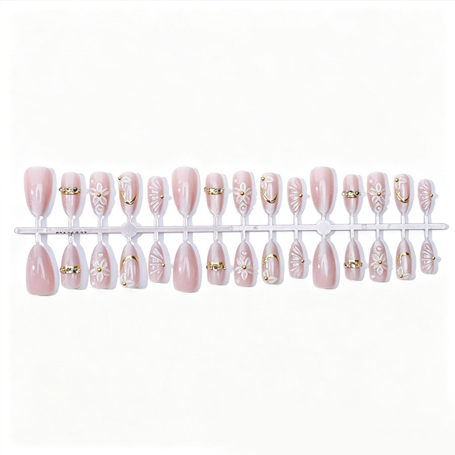 Elegant artificial nail set with floral and glitter elements Kalsten