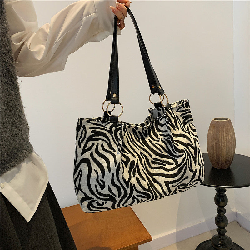 Stylish Zebra Print Canvas Tote Bag Kalsten