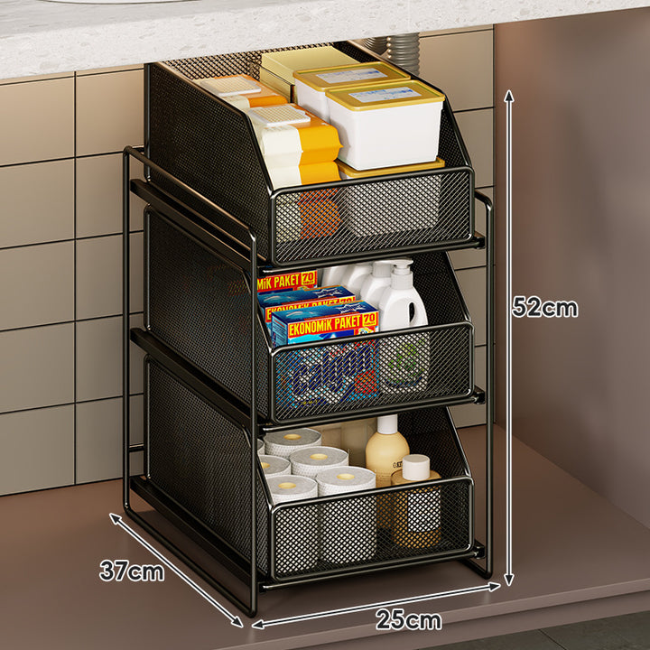 Vertical Mesh Under-Sink Pull-Out Storage Organizer Tower