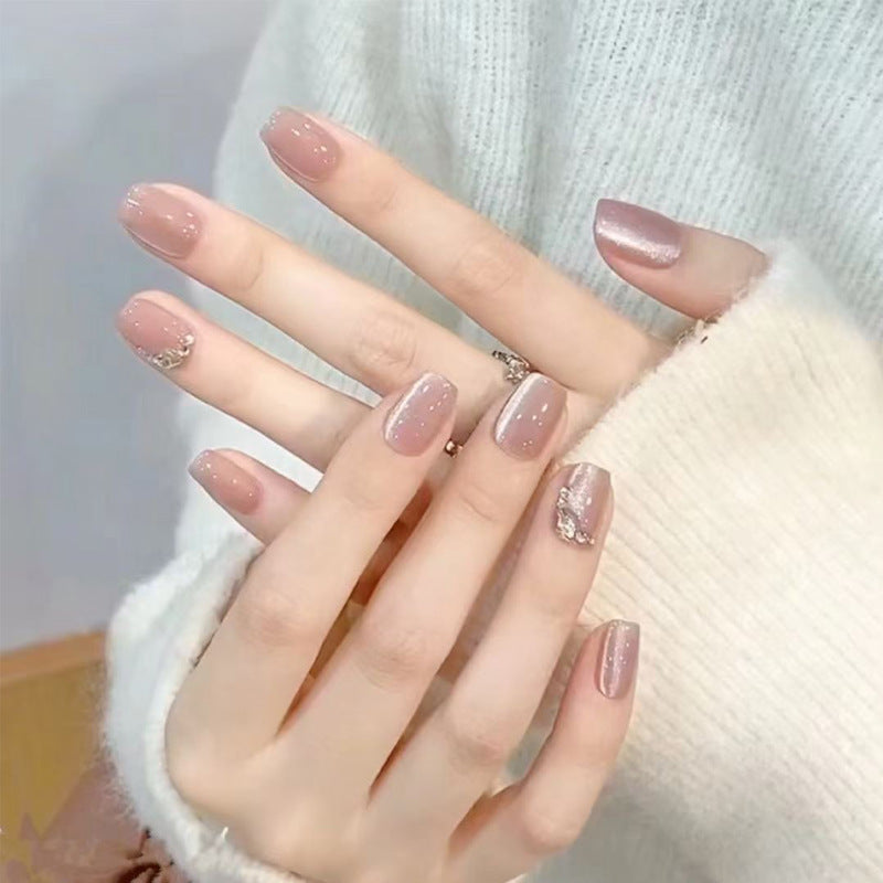 Artisanal Press-On Nail Set with Sparkling Rhinestones Kalsten