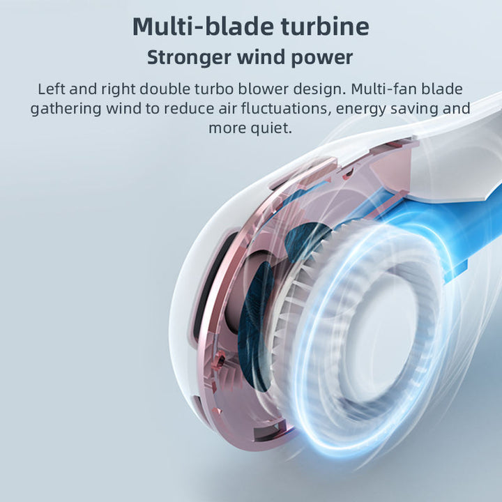Unisex portable neck fan with LCD display and quiet brushless motor Kalsten