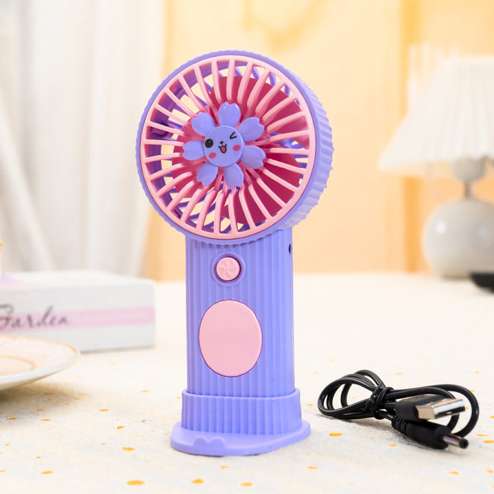 Ladies Compact Hand Fan with Flower Motif Kalsten