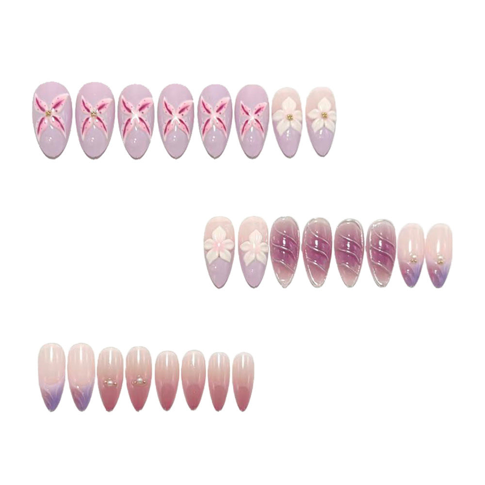 Artificial nails in elegant stiletto design with floral accent Kalsten