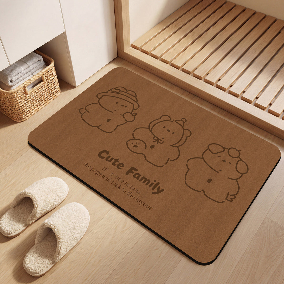Cute Family Themed Decorative Bath Mat