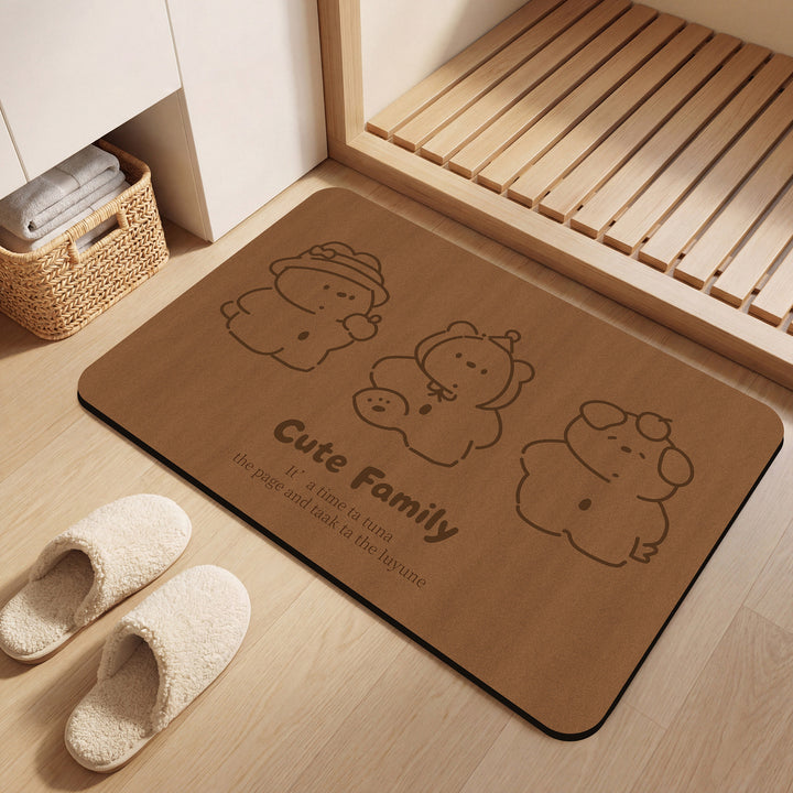 Cute Family Themed Decorative Bath Mat