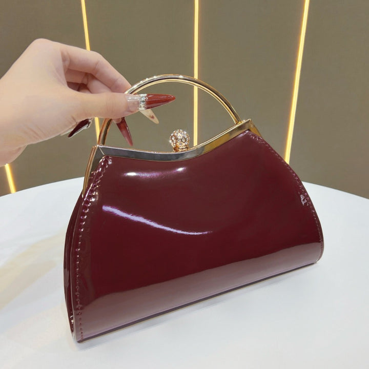 Vintage-Inspired Patent Leather Handbag