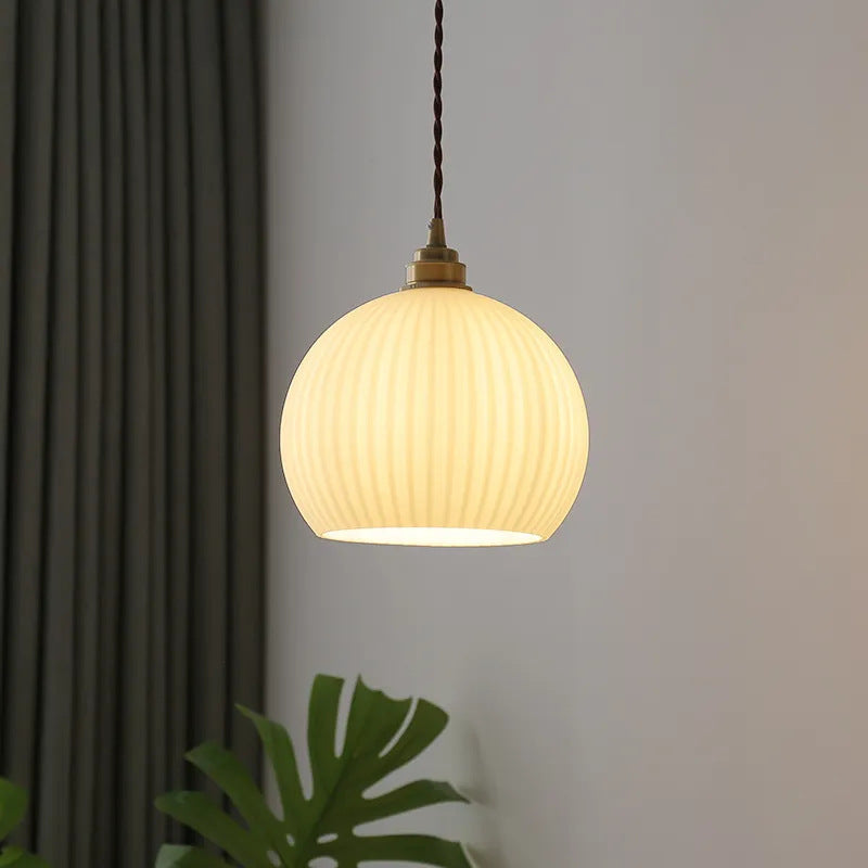 Elegant Ribbed Glass Pendant Light