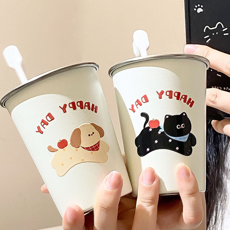 Stainless Steel Drinking Cup with Cheerful Dog Design Kalsten