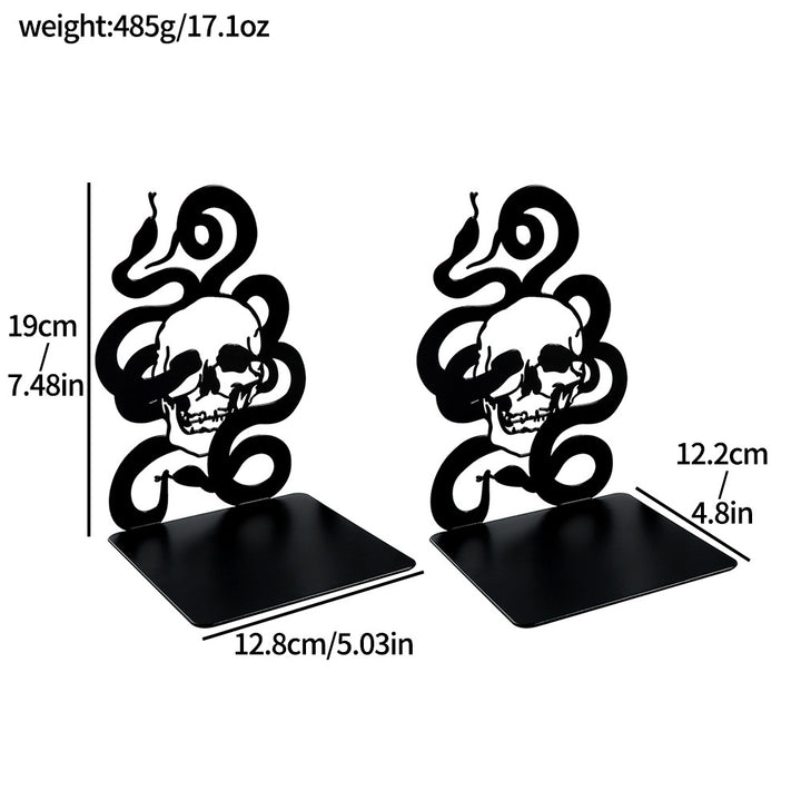 Artistic Skull and Snake Decorative Bookends