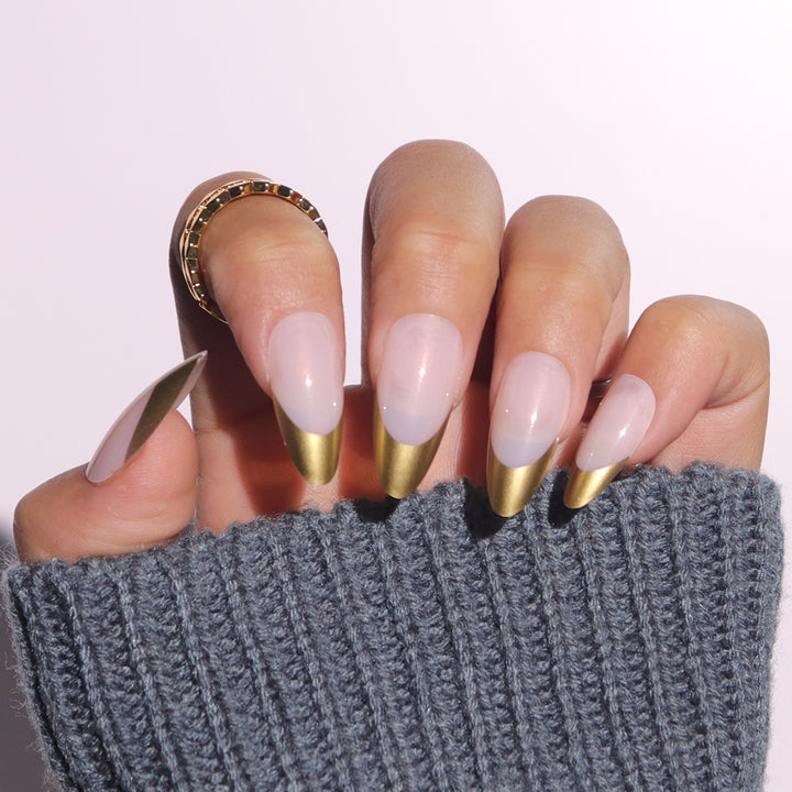 Elegant Metallic Tip Stiletto Press-On Nails Kalsten