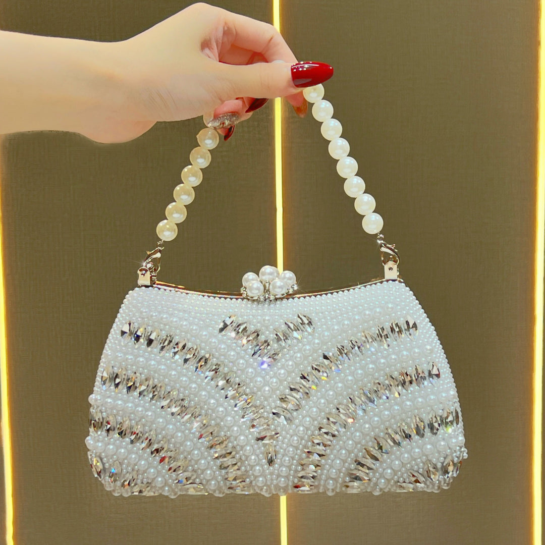 Decorative Pearl-Studded Evening Handbag