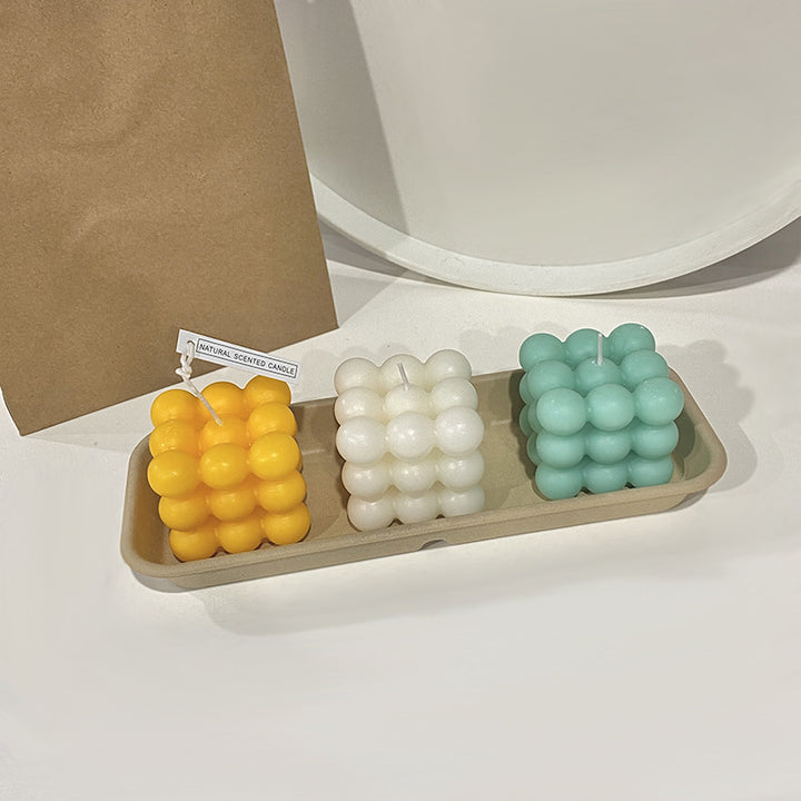 Bubble Cube Sculptural Decorative Soy Candle