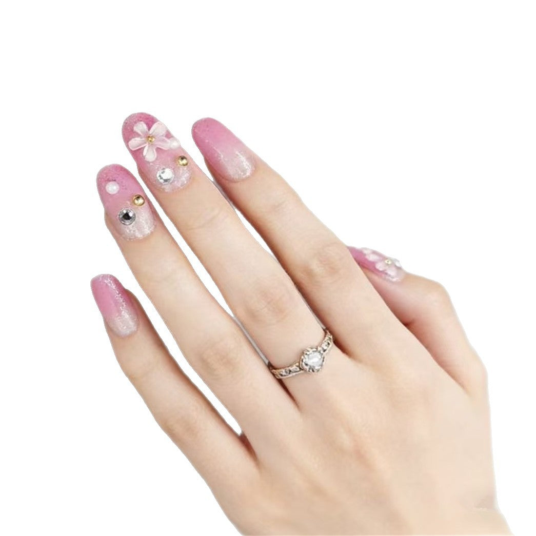 Floral Glitter Press-On Nail Art