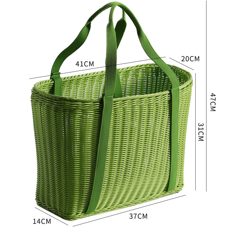 Unisex Robust braided shopping basket with comfortable fabric handles Kalsten