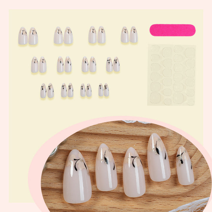 Decorative Press-On Nail Set with Artistic Floral Design kalsten