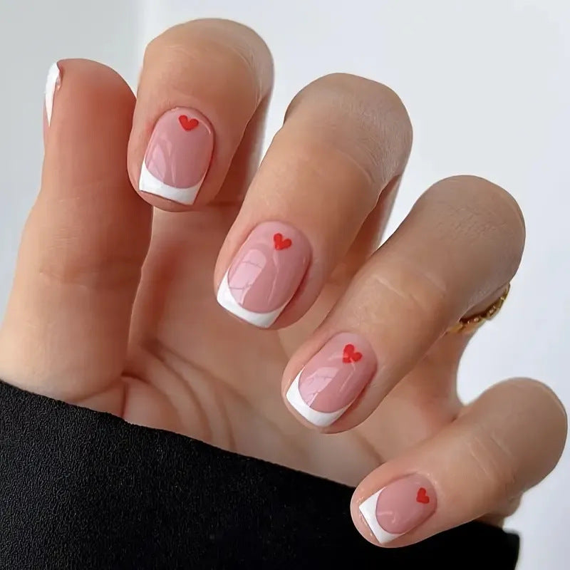 Heart-Embellished Nail Art Design Kalsten