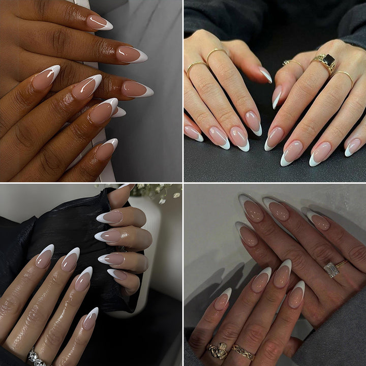 Elegant French Manicure Artificial Nails Kalsten