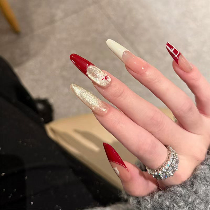Elegant Press-On Nail Set with Glitter and Gloss Finish Kalsten