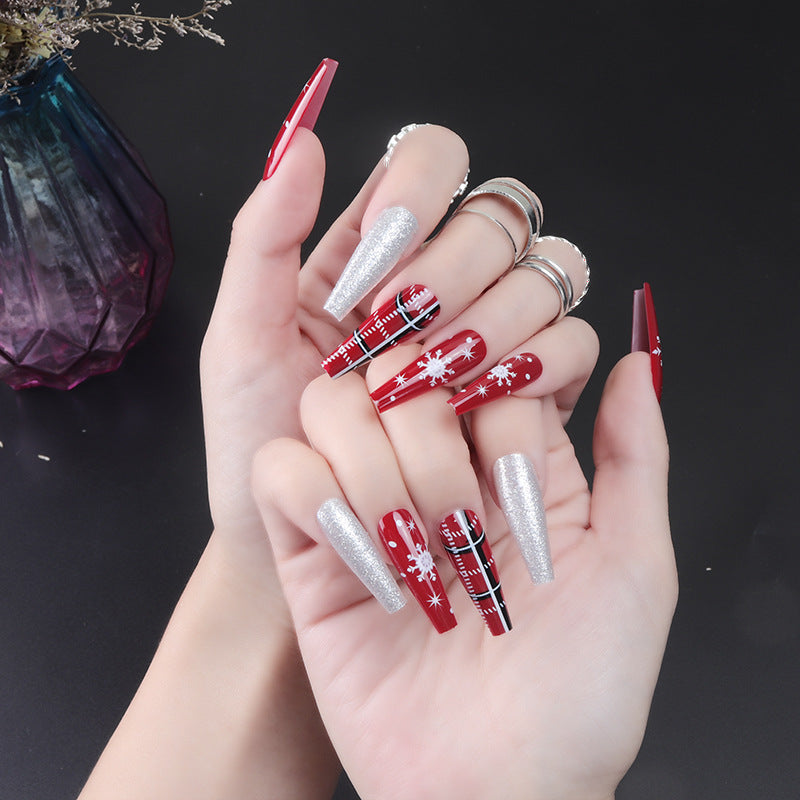 Artistic Press-On Nail Set with Holiday Theme Kalsten