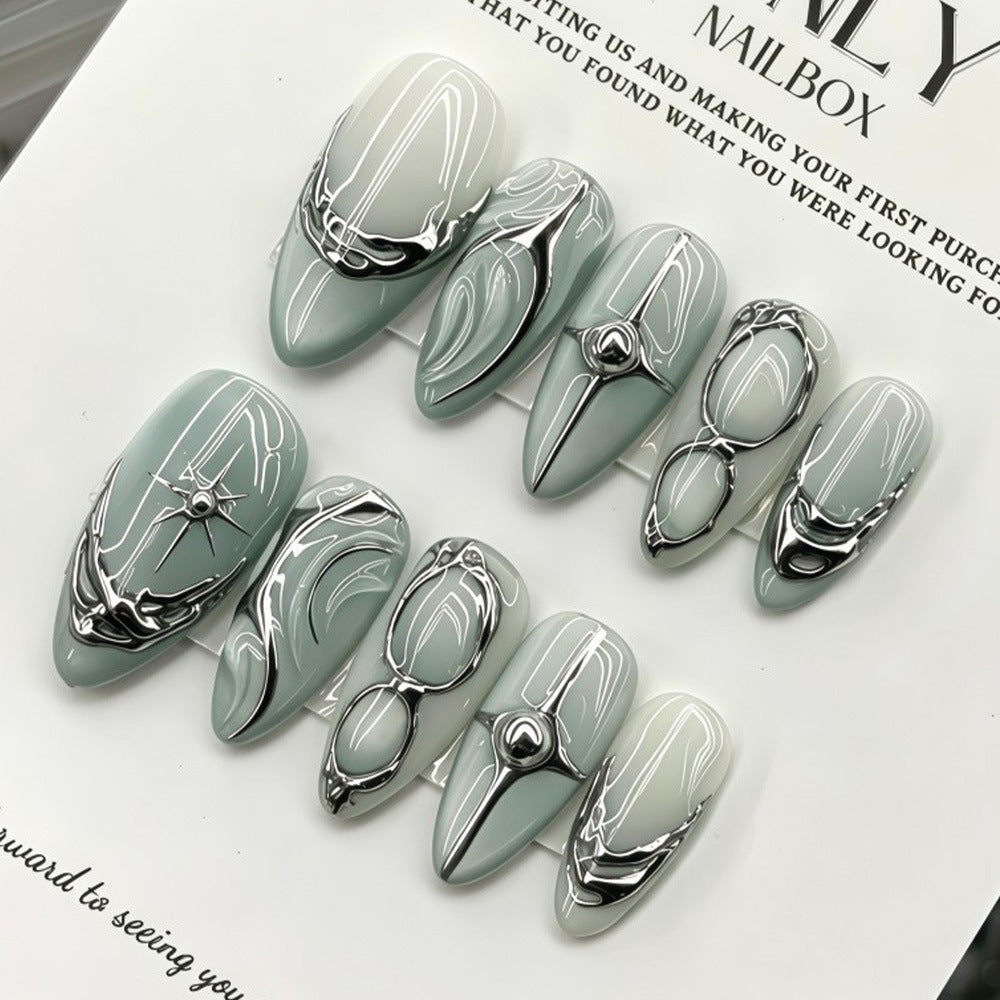 Elegant Artificial Nails with Artistic Accents Kalsten