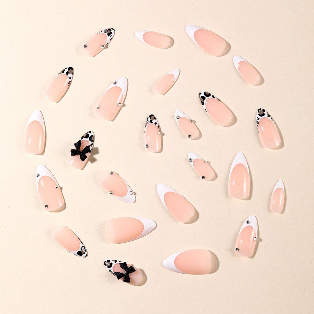 Elegant Stiletto Nail Art Extensions with Decorative Bows Kalsten