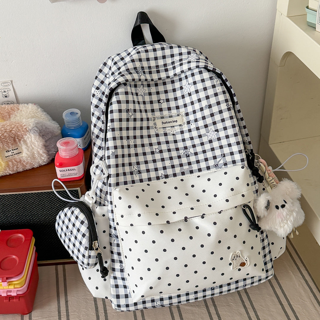 Stylish Checks Print Casual Backpack Kalsten