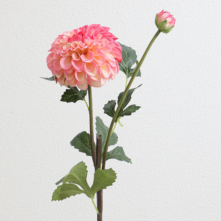 Artificial dahlia flower branch with realistic texture