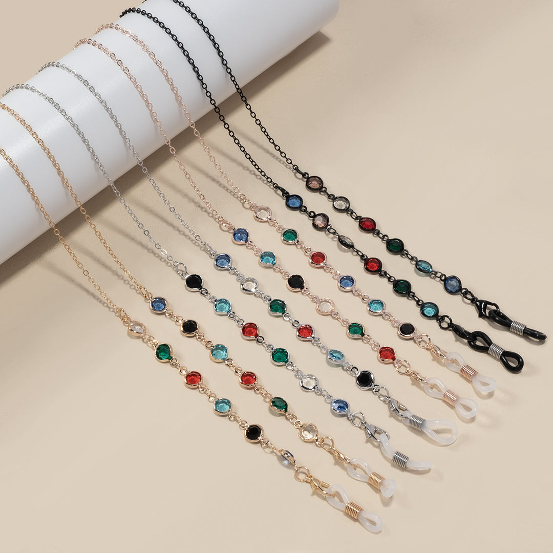 Artistic Crystal-Enhanced Eyewear Chain kalsten