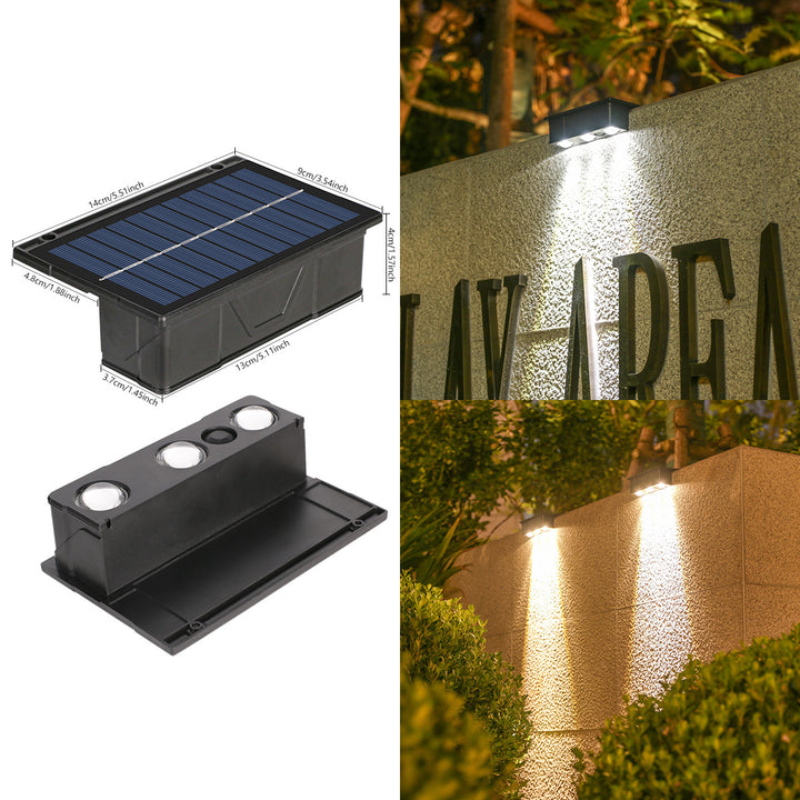 Outdoor Solar RGB Dual-Beam Wall Light With Integrated Photovoltaic Panel And Weather-Resistant Mounting Base Kalsten