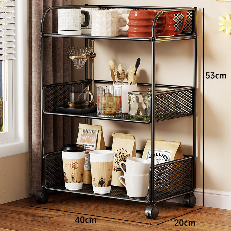 Tiered Metal Mesh Countertop Organizer Shelf with Raised Mesh Sides