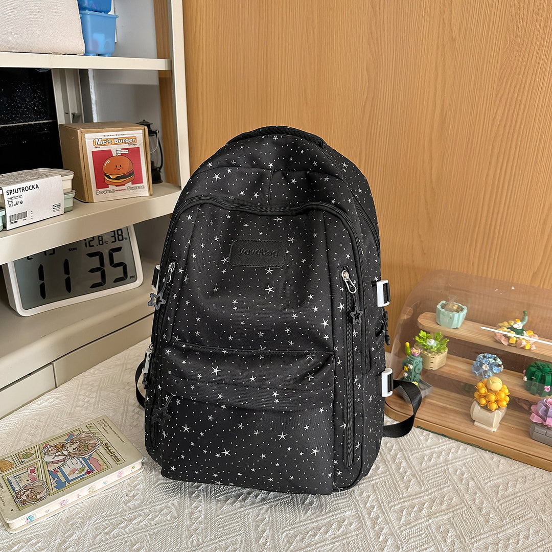 Stylish Multi-Compartment Backpack with Decorative Accents Kalsten