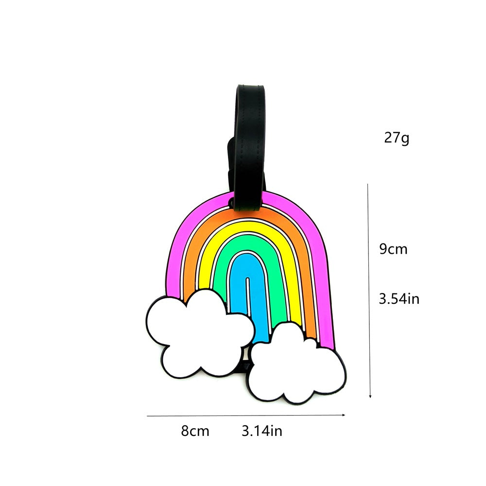 silicone rainbow-shaped luggage tag with adjustable buckle strap soft PVC travel ID tag Kalsten
