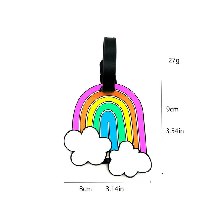silicone rainbow-shaped luggage tag with adjustable buckle strap soft PVC travel ID tag Kalsten