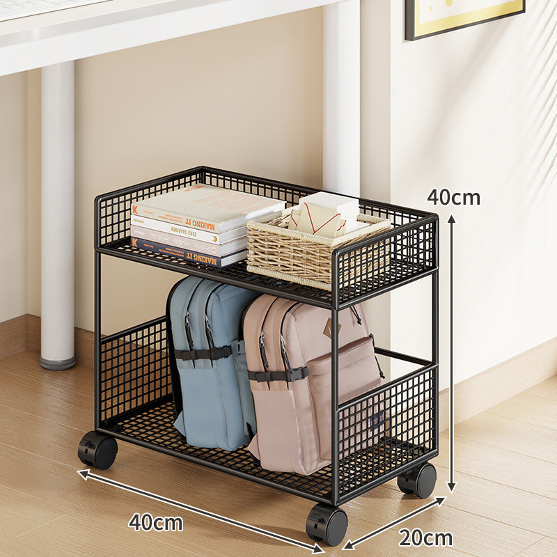 Slim Three-Tier Rolling Mesh Storage Cart with Locking Casters and Ventilated Shelves